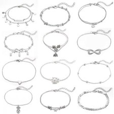 12pcs Women's Charm Anklet Set Multilayer Adjustable Ankle Bracelets
