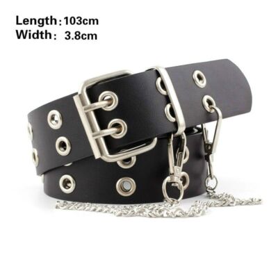 Harajuku Adjustable Leather Waistband - Double Eyelet Metal
