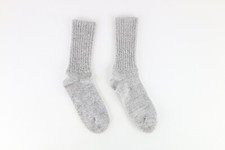 Vintage 70s Streetwear Wool Blend Knit Winter Boot Socks Heather Gray Mens Large