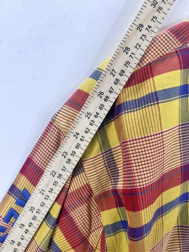 Resistol Rodeo Gear Shirt Mens XL Yellow/Blue/Red Plaid Cowboy Western Read Flaw - Picture 6 of 15