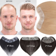 Thin PU Human Hair Toupee for Men Forehead Topper Hairpiece Replacement System g