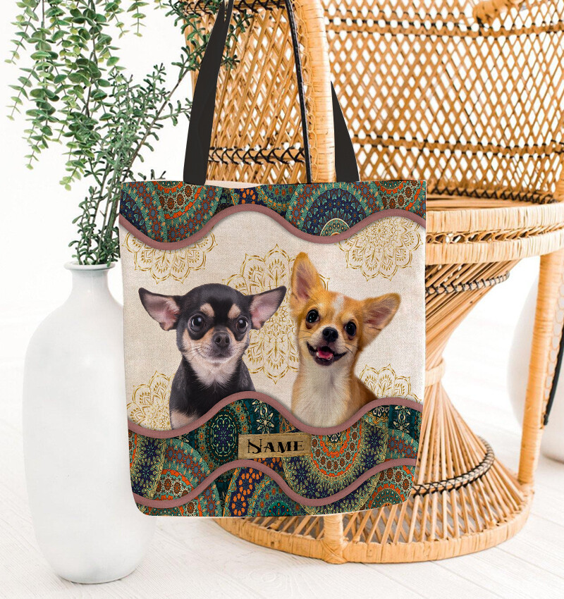 Personalized Chihuahua Dog Tote Bag, Chihuahua Dog Handbag, Love