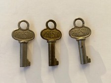 Vintage Presto Lock Co Key Small Nickel Plated Barrel Luggage Skeleton- Lot of 3