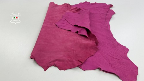 PINK NATURAL GRAINY VEGETABLE TAN Thick Lamb Leather 2 skins 11sqf 1.1mm #C4059 - Picture 3 of 7