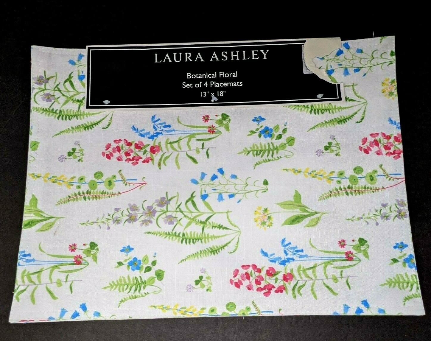 Laura Ashley Placemats Set of 4 Botanical Floral 13"x18" Pink Blue