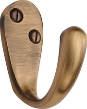 Coat Hat & Robe Hooks - Brushed Antique Brass Finish - Premium UK Quality