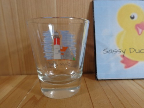 Souvenir Shot Glass CAPE COD Massachusetts Light House Clear Blue - Picture 2 of 2