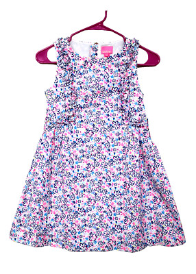 LILLY PULITZER Amia Floral Sleeveless Shift Dress Girls Size 12 Pink Blue 006535