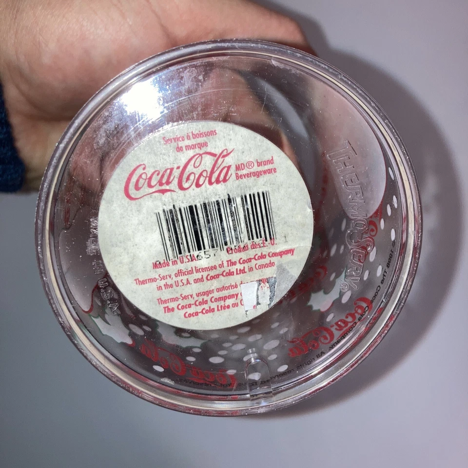Vtg Hol. Coca-Cola Plastic Thermo-Serv Clear Cup Set-3 Logo Made in the USA ‘98 - Image 2 of 4