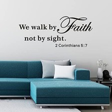 Wall Decals for Living Room, Bible Verse Small We Walk By Faith Not By Sight