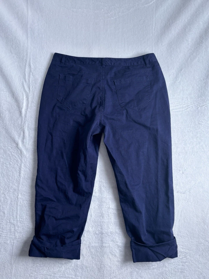 Y2K Liz & Co 弹力蓝色卡普里斯短裤女式 14 码 34 x 10 英寸内缝 — 第 4/4 张图片