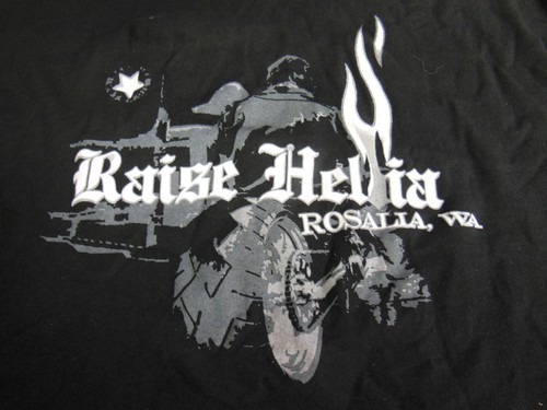 Motorcycle Rally T-Shirt from Rosalia WA - Raise Hellia Rosalia WA - Size L New - 第 1/5 張圖片