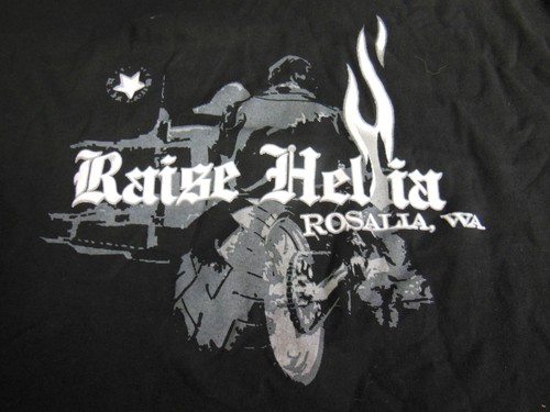 Motorcycle Rally T-Shirt from Rosalia WA - Raise Hellia Rosalia WA - Size L  New - Picture 1 of 5