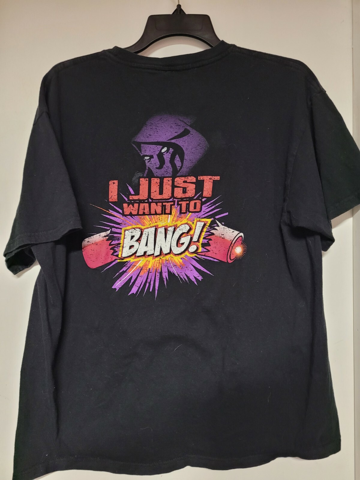 PHANTOM FIREWORKS DOUBLE SIDED “I JUST WANNA BANG” T-SHIRT, MENS L, 4th OF  JULY