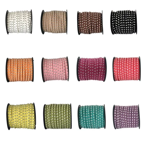 5mm Faux Suede Cord, with Silver Studs, Rivets, Cabochons (J3)