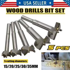 5pcs Forstner Woodworking Drill Bit Set Boring Hole Saw Cutter Wood Tools 15-35m