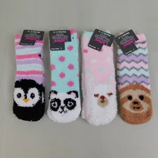 Lot 4 Pair Women's Soft Warm Cozy Animal Fuzzy Slipper Socks #4562
