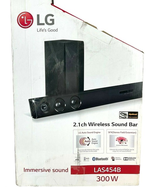 LG LAS454B 2.1 CH 300Watt Soundbar With Wireless Subwoofer for sale