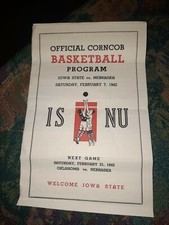 1942 Nebraska University Corncob Baskbetball Program VS  Iowa State Feb 7 1942