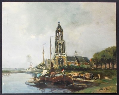 Hafen Schiff harbor ship bateau M. Petit Aquarell watercolor drawing dessin