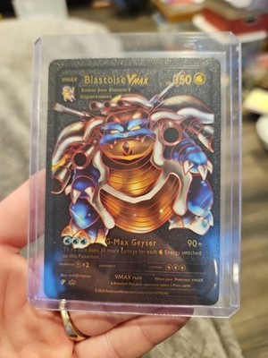 Blastoise Vmax Black Foil Fan Art Vinyl Textured Collector Card 