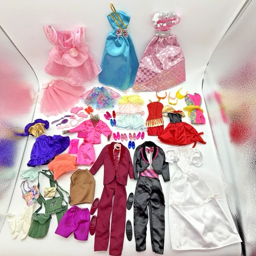 Vintage 90s Barbie & Ken Clothes Lot Dresses Pants Tops Accessories Shoes Purses