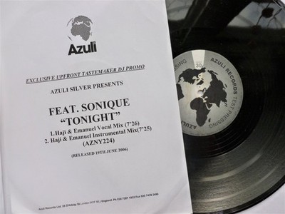 Sonique Tonight Haji & Emanuel Vocal Mix 12'' Azuli AZNY224 EX 2006 12 inch, t...