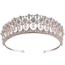 CROWN GUIDE Crystal Rhinestone Queen Bride Tiara Crown for Women Girl Vintage...