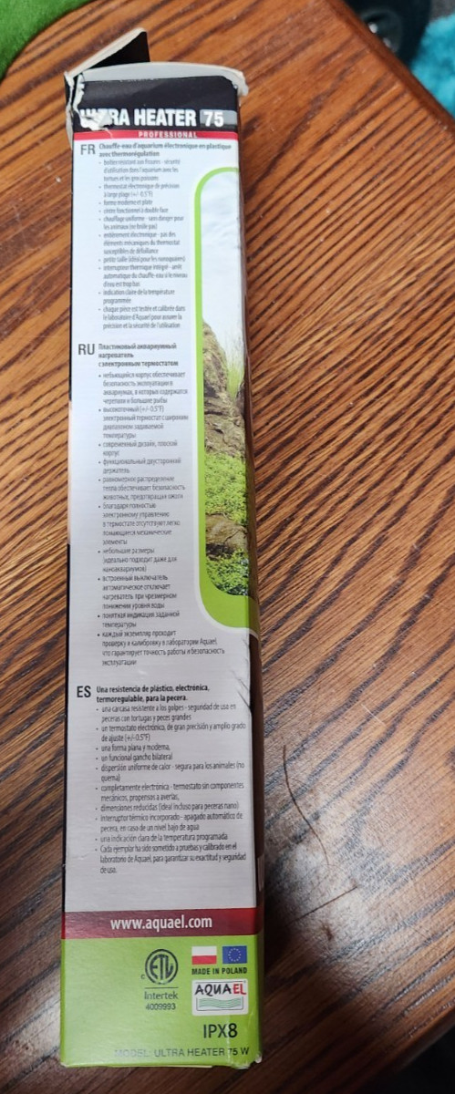 Aquael Ultra Heater 75 Aquarium 2 In 1 Heater and Thermometer New In Package