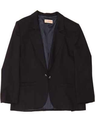 ROCCOBAROCCO Damen Blazer Jacke UK 18 XL Navy Blau Wolle LN07