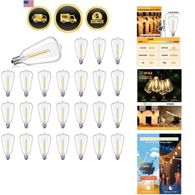 ST38 LED Solar Replacement Bulbs,1W Equal to 5W,DC 3V E12 Screw Base Bulb | P...