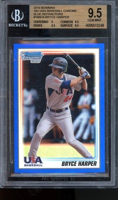 2010 1st Bowman Bryce Harper Blue Refractor #003/250 BGS 9.5 Phillies