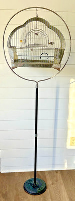 Vintage Antique Hendryx Art Deco Bird Cage Mid Century Chrome MCM 1940s 1950s