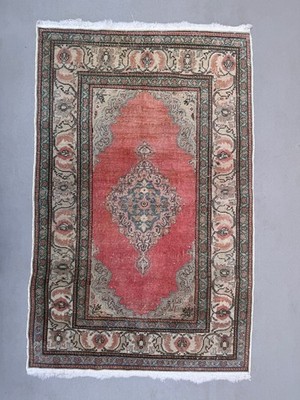 Vintage Turkish Oushak Rug 95x150 cm shabby carpet Ushak Region Small 2546