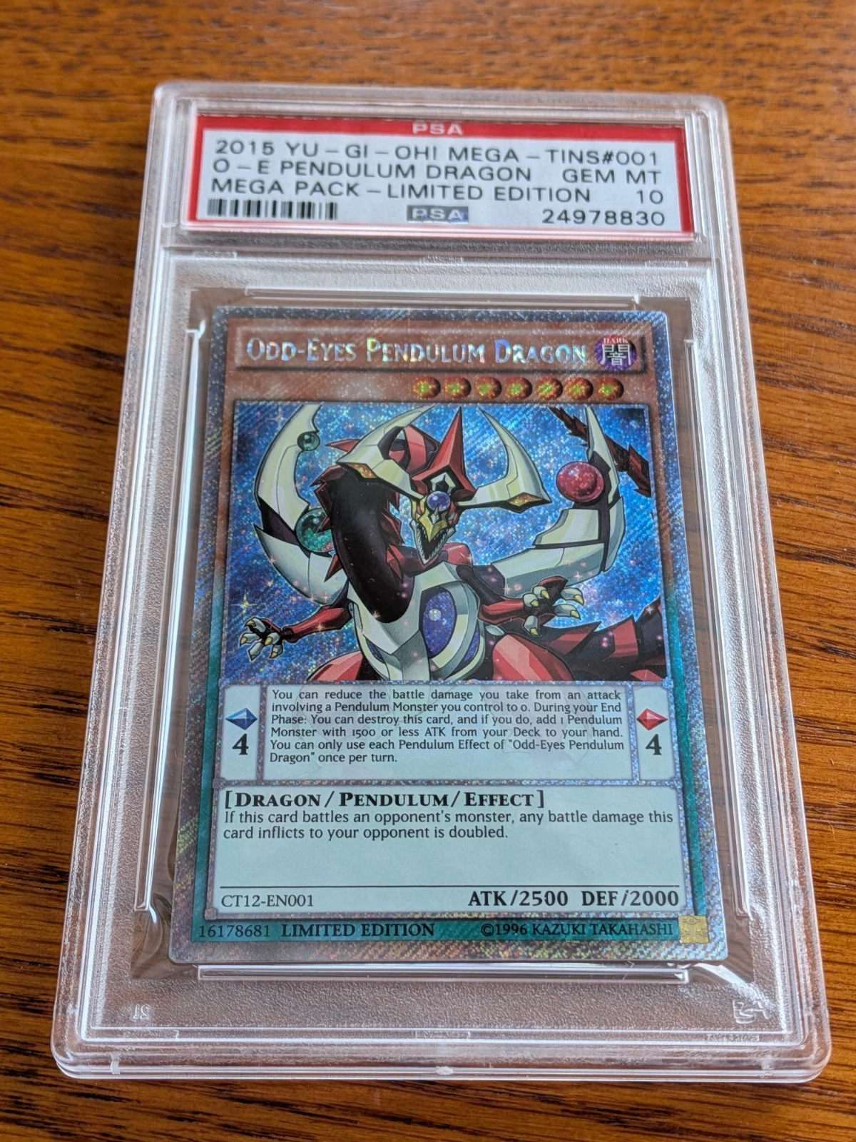 2015 Yu-Gi-Oh Odd-Eyes Pendulum Dragon CT12-EN001 Limited Ed PSA 10 Gem Mint