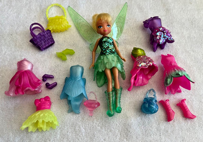 Disney Fairy Tinkerbell 5'' Tink s Bling Boutique lot Dress UP Doll Outfits Jakks