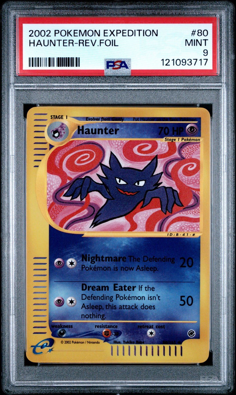 2002 POKEMON EXPEDITION #80 HAUNTER-REVERSE FOIL PSA 9