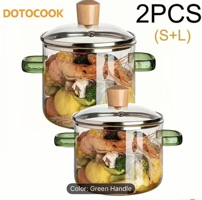2 piezas de Casserole de Vidrio Borosilicato - Olla Gruesa Resistente al Calor p - Imagen 1 de 4