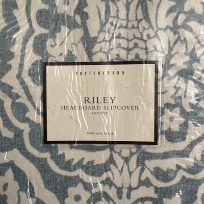 【ハワイ購入品・未開封】POTTERYBARNベッドカバー ツイン Pottery Barn Riley Twin Headboard Slipcover Blue Cream Pattern NEW