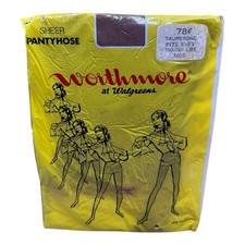 Vintage Walgreens Worthmore 100% Nylon Sheer Pantyhose Taupetone 100-160lbs