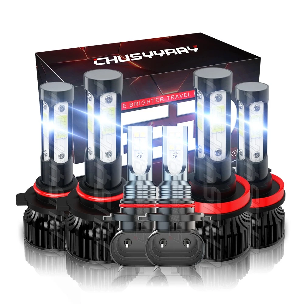 For Ford F 150 2015-2020 12000K White LED Headlight Hi/Lo Beam + Fog Light Bulbs