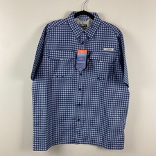 Habit Fishing Shirt Mens Large UPF Solar Factor Short Sleeve Blue Plaid