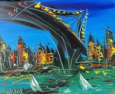 BLUE SKY  POP ART  PAINTING Impasto  Abstract   CANVAS ORIGINAL FO7T