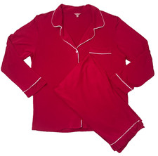 Eberjey Gisele Modal Long Sleeve Pajama PJ Set Holly Red M Medium MINT