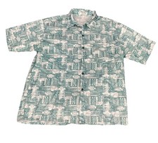Vtg Thai Silk by Apple Shirt Mens XL Green Abstract Art Pattern Resort Hawaiian