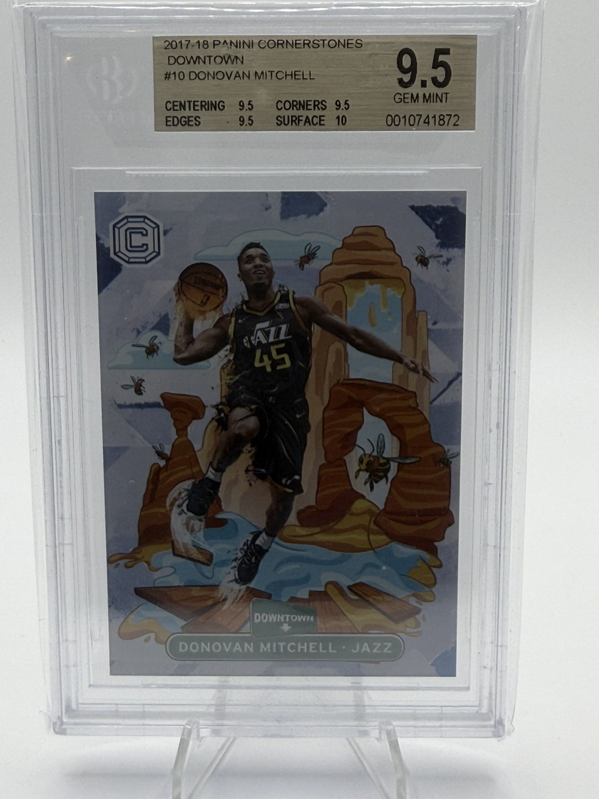 2017-18 Panini Cornerstones Donovan Mitchell #10 RC Downtown BGS 9.5 SSP