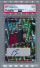 2023 Panini Spectra Bijan Robinson Rookie Autograph 2 Color Patch Auto /70 PSA 9