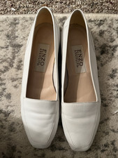 Enzo Angiolini White Leather Slip-On Loafer Flats Square Toe Women's 7.5