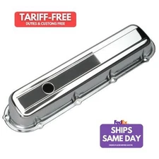 Trans-Dapt 9521, 2 Pack Chrome Steel Chrome Valve Covers - Cadillac Performance