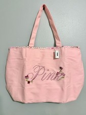 Borsa shopper Victoria’s Secret ROSA floreale in tela primaverile nuova con etichetta